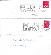 Curiosité Sur Lettre 51 Reims Ppal 1972/73, La Position De La Date Sous La Flamme Est Différentes Selon La Date - Covers & Documents