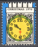 CLOCK Watch - 1970 USA - CHRISTMAS - National Tuberculosis Association NTA Charity Label / Cinderella / Vignette - Orologeria