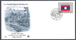 Ca0677 UNITED NATIONS 1986, SG 487 Flag Of Lao Republic (laos0, FDC - Brieven En Documenten