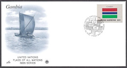 Ca0685 UNITED NATIONS 1986, SG489 Flag Of Gambia, FDC - Storia Postale