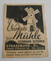 STRASBOURG VARIETE ZUR MUHLE Strasbourg Lange Strasse 55 Du 15 Novembre 1943 (consigne En Cas D'attaque Aérienne ) - Programmes