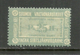 FINLAND FINNLAND 1915 Railway Stamp State Railway 25 P. MNH - Pacchi Postali