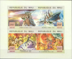 Mali 1999, Halley Comet, Balloon, Titanic, Fire Engine, Vulcan, 4val In BF IMPERFORATED - Mali (1959-...)