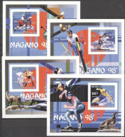 Niger 1996, Olympic Games In Nagano, Skiing, Ice Hockey, Skating, Satellite, 4BF IMPERFORATED - Invierno 1998: Nagano