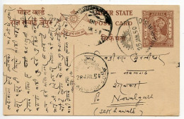 India - Jaipur 1950 1/4a. Raja Man Singh II Postal Card; Gangapur To Nawalgarh, Shekhawati - Jaipur