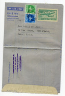 India 1959 Uprated 50np. Airplane Aerogramme; Darjeeling To Pittsfield, Massahusetts, United States - Aerogramas