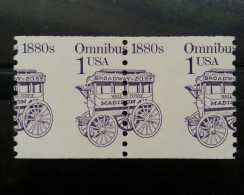USA 1983 Perf. Error 1c Omibus 1880s Coil MNH OG Sc#1897 - Variétés, Erreurs & Curiosités