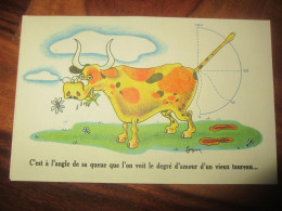 Carte Postale Illustrateur, C'est à L'angke De Sa Queue Que L'on Voit Le Degré D'amour D'un Vieux Taureau - Faizant