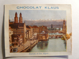 IMAGE CHROMO CHOCOLAT KLAUS - ZURICH ET LES ALPES - 9cm X 7cm - SUISSE SWITZERLAND SWISS - Other & Unclassified