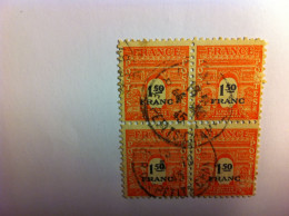 YT 708 Bloc 4 Timbres Oblitérés - 1944-45 Arc De Triomphe