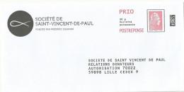 SOCIETE DE SAINT-VINCENT-DE-PAUL -  Postréponse PRIO Neuf Marianne L'engagée  326019 - Prêts-à-poster:reply