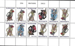 SURINAME, 2022, MNH,WAYANG, PUPPETS, SHEETLET OF 12v - Marionetas