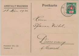 Anstalt Mauren 1931 No. 852 > Pfarrer Waibel Dussnang - Abfrage Taufname - Anstalt Für Schwachsinnige Kinder - Portofreiheit