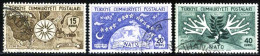 Türkiye 1954 Mi 1388-1390 NATO, 5th Anniversary | Compass And World Map, Globe, Crescent And Stars - Used Stamps