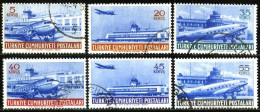 Türkiye 1954 Mi 1404-1409 Airmail, Plane, Aircraft, Douglas DC 3, Airfield, Yeşilköy And Esenboğa Airport - Gebraucht