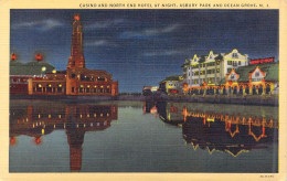 ETATS-UNIS - New Jersey - Casino And North End Hotel At Night, Absury Park And Ocean Grove - Carte Postale Ancienne - Altri & Non Classificati