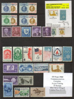 USA Complete 1960 COMMEMORATIVES 29 STAMPS Year Set - Années Complètes