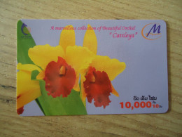 LAOS USED CARDS  PLANTS FLOWERS ORCHIDS - Blumen