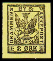1887. NORGE. DRAMMENS BY- & PAKKEPOST JOH. ERIKSEN 3 ØRE. Imperforated. No Gum. - JF531610 - Local Post Stamps