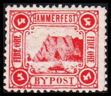 1888. NORGE. HAMMERFEST BYPOST FIRE ÖRE. Hinged. Thin.  - JF531624 - Ortsausgaben