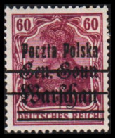 1918. POLSKA. 60 Pf. Germania With Overprint Poczta Polska. Hinged. (Michel 13) - JF531691 - Unused Stamps