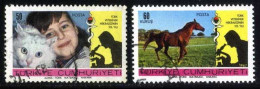 Türkiye 1967 Mi 2078-2079  Veterinary Medicine | Girl With Angora Cat | Horse - Gebruikt