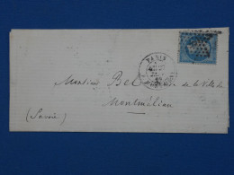 BR2 FRANCE BELLE LETTRE RR 1869 ETOILE DE  PARIS N °9  A MONTMELLIAN + AFFRANCH. INTERESSANT - 1862 Napoleone III