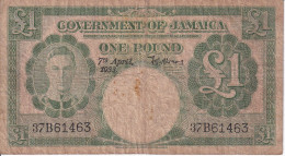 BILLETE DE JAMAICA DE 1 POUND DEL AÑO 1955 (BANKNOTE) RARO - Giamaica