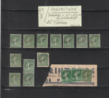 49 De 1922-27 - 15 Timbres Préoblitérés - SEMEUSE LIGNÉE . (234) - 65c. Olive - Dont 2 N° 51 - 2 Scannes - 1893-1947