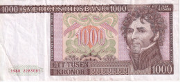 BILLETE DE SUECIA DE 1000 KRONOR DEL AÑO 1988  (BANKNOTE) RARO - Svezia