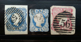 Portugal 1855-58 King Pedro V 25R Straight (Left) & Curled Hair Used Sc#6 #10/11 - Gebruikt