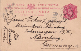 INDE ENTIER POSTAL POUR L'ALLEMAGNE 1910 - 1902-11 Roi Edouard VII