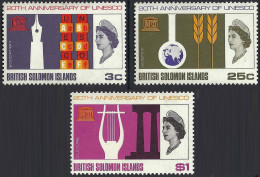 BRITISH SOLOMON ISLANDS 1966 QEII Multicoloured, 20th Ann Of UNESCO Set SG175/177 MH - Salomonen (...-1978)