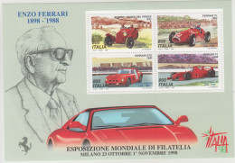 Enzo Ferrari 1898 - 1988 " Esposizione Mondiale Di Filatelia " Milano 23 Ottobre - 01 Novembre 1998 - - Feuilles Complètes