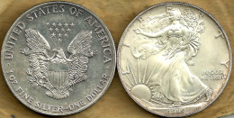 USA UNITED STATES 1 DOLLAR EAGLE EMBLEM FRONT WALKING LIBERTY BACK 1995 AG1 Oz SILVER KM? READ DESCRIPTION CAREFULLY !!! - Commemorative