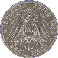 LaZooRo: Germany SAXONY-ALBERTINE 3 Mark 1909 E XF / UNC - Silver - 2, 3 & 5 Mark Argent