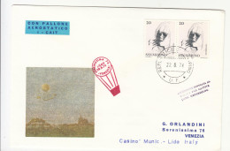 1976 SAN MARINO-VENEZIA PALLONE AEROSTATICO I-CAT+viaggiata-B470 - Lettres & Documents