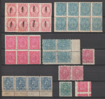 PARAGUAY - 1884 - YVERT N°17/20a En BLOCS De 4/6 + VARIETES RARES PIQUAGES ! **/* MNH/MLH - - Paraguay