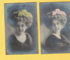 XA1385 SET OF 2  JEUNE FILLE  FILLETTE , ENFANT, GIRL , FAMOUS GRETE REINWALD FANCY HAIR STYLE - Portraits