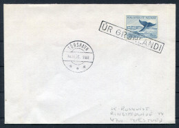 1976 Greenland Slania Whale 1kr / Faroe Islands, Boxed "UR GRONLANDI" Paquebot Ship Cover Thorshavn - Covers & Documents