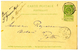 BELGIQUE - SIMPLE CERCLE RELAIS A ETOILES RAMEGNIES-CHIN SUR ENTIER CARTE LETTE 5C ARMOIRIES, 1903 - Sternenstempel