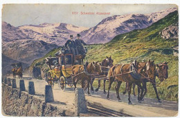 CPA CARTE POSTALE SUISSE HELVETIA LA DILIGENCE MALLE POSTE SCHWEIZERISCHE ALPENPOST 1909 - Risch-Rotkreuz