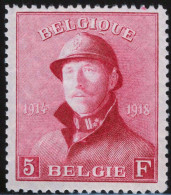 TIMBRE Belgique - COB 177** - 5F - 1919 - Cote 460 - 1919-1920 Trench Helmet