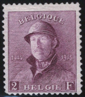 TIMBRE Belgique - COB 176** - 2F - 1919 - Cote 1100 - 1919-1920 Behelmter König