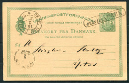 1887 Denmark Private Gulbrandsen Copenhan Stationery Postcard - Ystad Sweden Boxed "Fran Danmark" Paquebot PKXP Railway - Covers & Documents