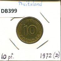 10 PFENNIG 1972 D BRD ALLEMAGNE Pièce GERMANY #DB399.F - 10 Pfennig
