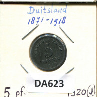 5 PFENNIG 1920 J ALLEMAGNE Pièce GERMANY #DA623.2.F - 5 Rentenpfennig & 5 Reichspfennig