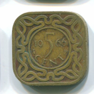 5 CENTS 1966 SURINAME Netherlands Nickel-Brass Colonial Coin #S12739.U - Surinam 1975 - ...