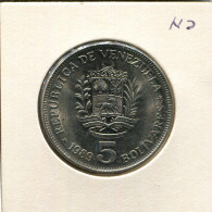 5 BOLIVARES 1989 VENEZUELA Coin #AR489.U - Venezuela