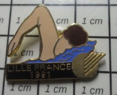 414B Pin's Pins / Beau Et Rare / SPORTS /  LILLE FRANCE 1991 NATATION - Zwemmen